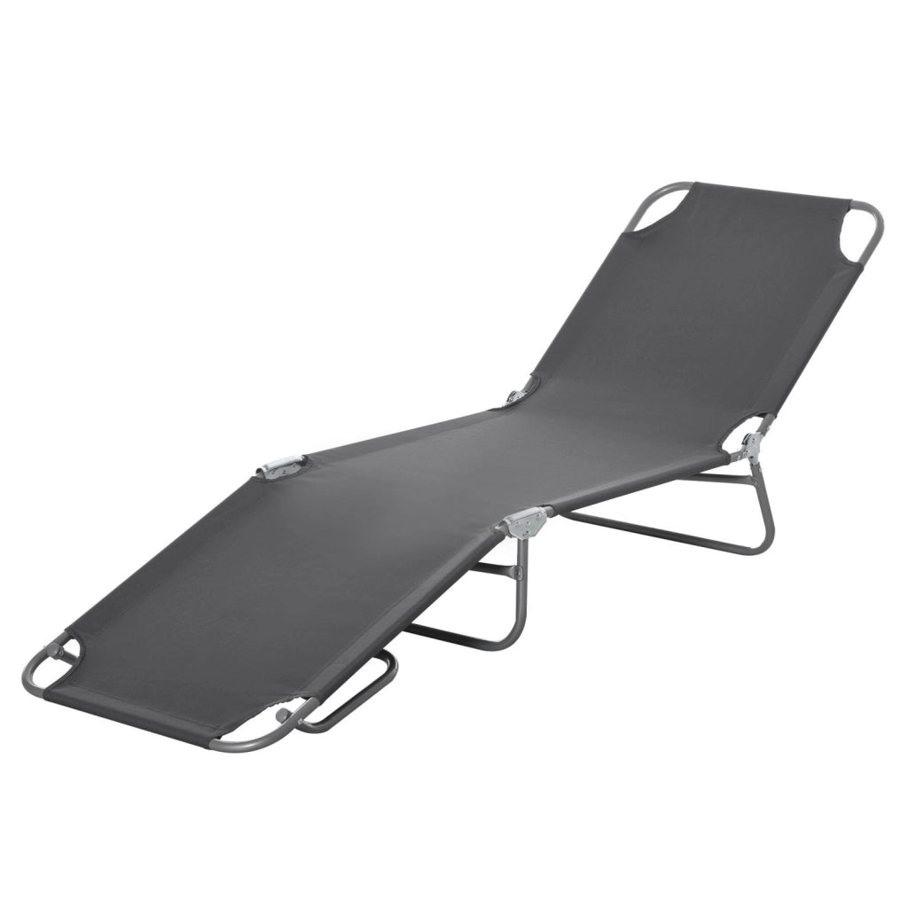 Easycomfort Lettino da Giardino con Schienale Regolabile in 5 Posizioni, Lettino Pieghevole in Metallo e Tessuto Oxford, 187x55x24cm, Grigio