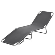 Easycomfort Lettino da Giardino con Schienale Regolabile in 5 Posizioni, Lettino Pieghevole in Metallo e Tessuto Oxford, 187x55x24cm, Grigio