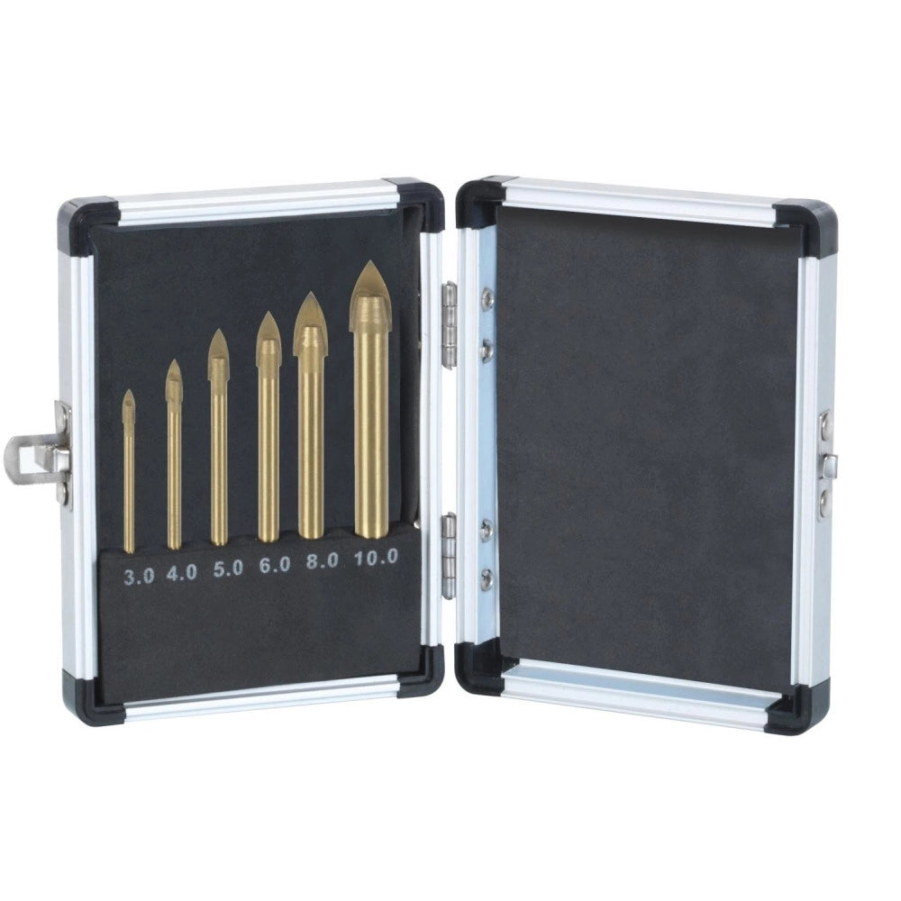 Trade Shop - Set 6 Punte Ad Alette Per Vetro E Ceramica In Titanio Per Trapano Ribitech -