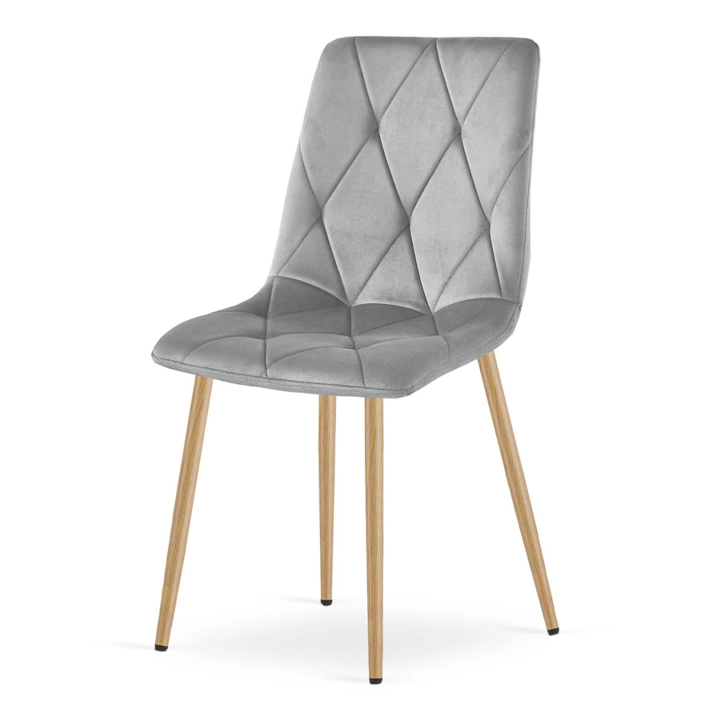 Set di 2 sedie Libra in velluto grigio chiaro e metallo effetto legno