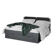 Letto adulto 180x200 con doghe e cassetti integrati - Collezione FLOYD. Colore grigio effetto legno.
