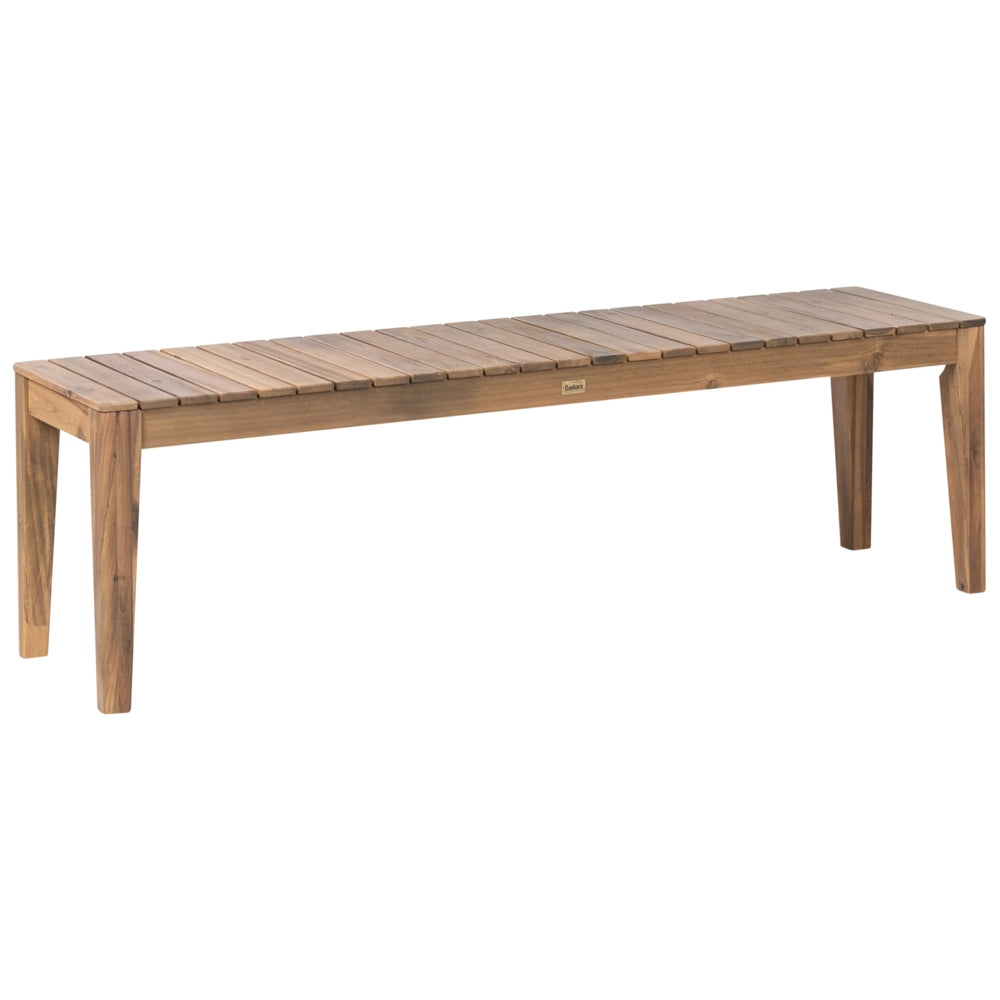Set da pranzo da giardino 2 panche e tavolo marrone chiaro in legno di acacia certificato Piano rettangolare Stile rustico Da esterno