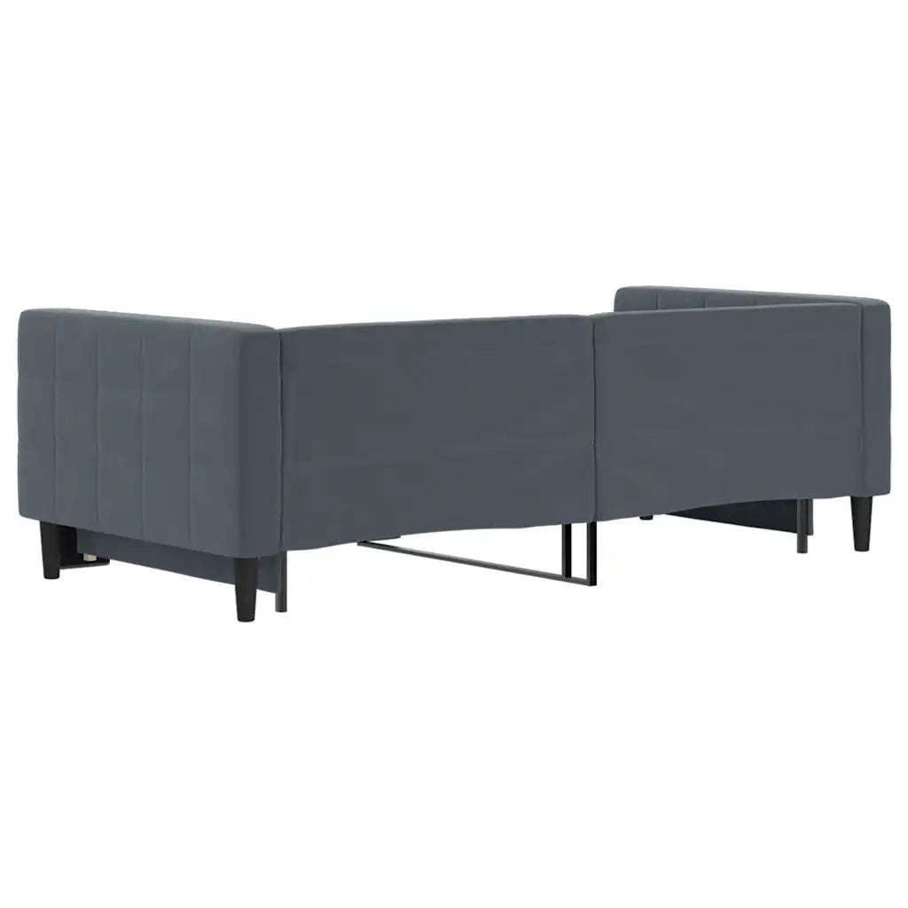 Divano Letto con Letto Estraibile Grigio Scuro 90x190cm Velluto