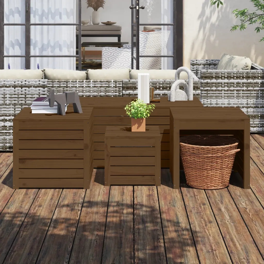 Set Cassette da Giardino 4 pz ambra in Legno Massello di Pino 3154669