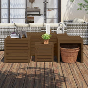 Set Cassette da Giardino 4 pz ambra in Legno Massello di Pino 3154669