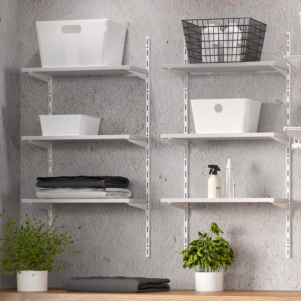 Kit per Fissaggio Mensole 330 mm in Acciaio Emuca Bianco