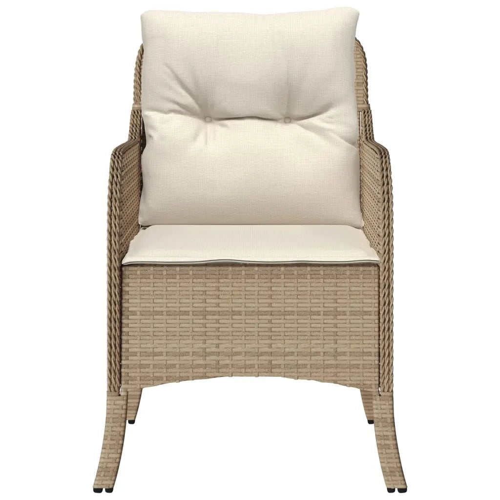 Sedie da Giardino con Cuscini 2 pz | Sedie da Esterno Beige in Polyrattan