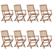 Sedie da Giardino Pieghevoli 8 pz con Cuscini Massello Acacia 3074976