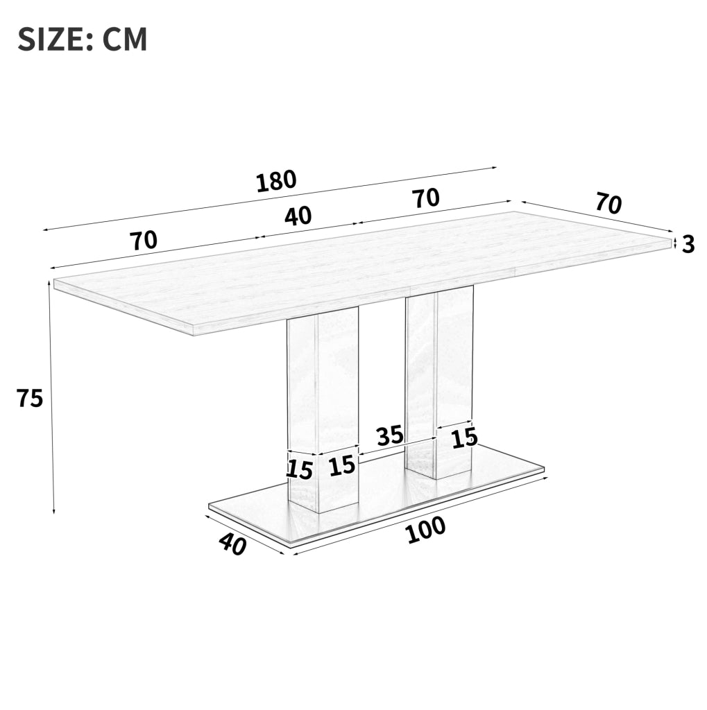Tavolo da pranzo allungabile 140/180x70 cm in MDF bianco; per 4-8 persone