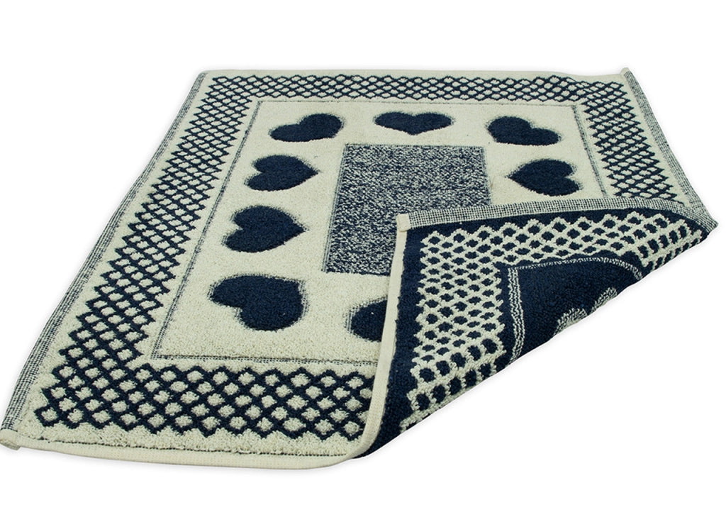 Tappeto Bagno Doccia Spugna Tappetino Assorbente Cotone Pelo Corto Mod. Love O.B - 60x120 - Blu