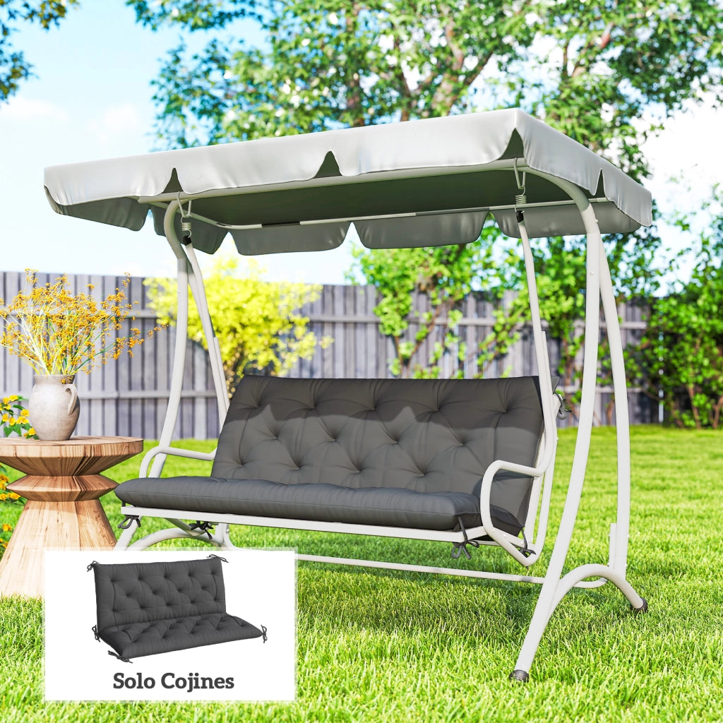 Cuscino per Panchina da Giardino o Dondolo ¨C zephmum ¨C 120x110x12 cm Nero