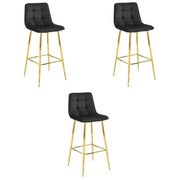 Sgabello Valora TEOTO in velluto nero con gambe dorate x3