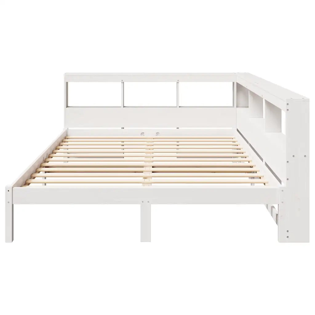 Letto Libreria senza Materasso-Struttura Letto contenitore Bianco 160x200 cm Legno di Pino