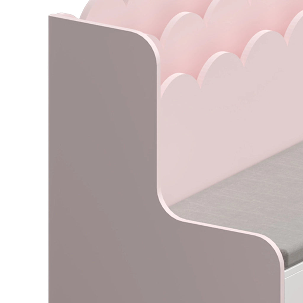 Panca Vestnes con Scaffale e 2 Cassetti per Cameretta - Rosa/Bianco [en.casa]