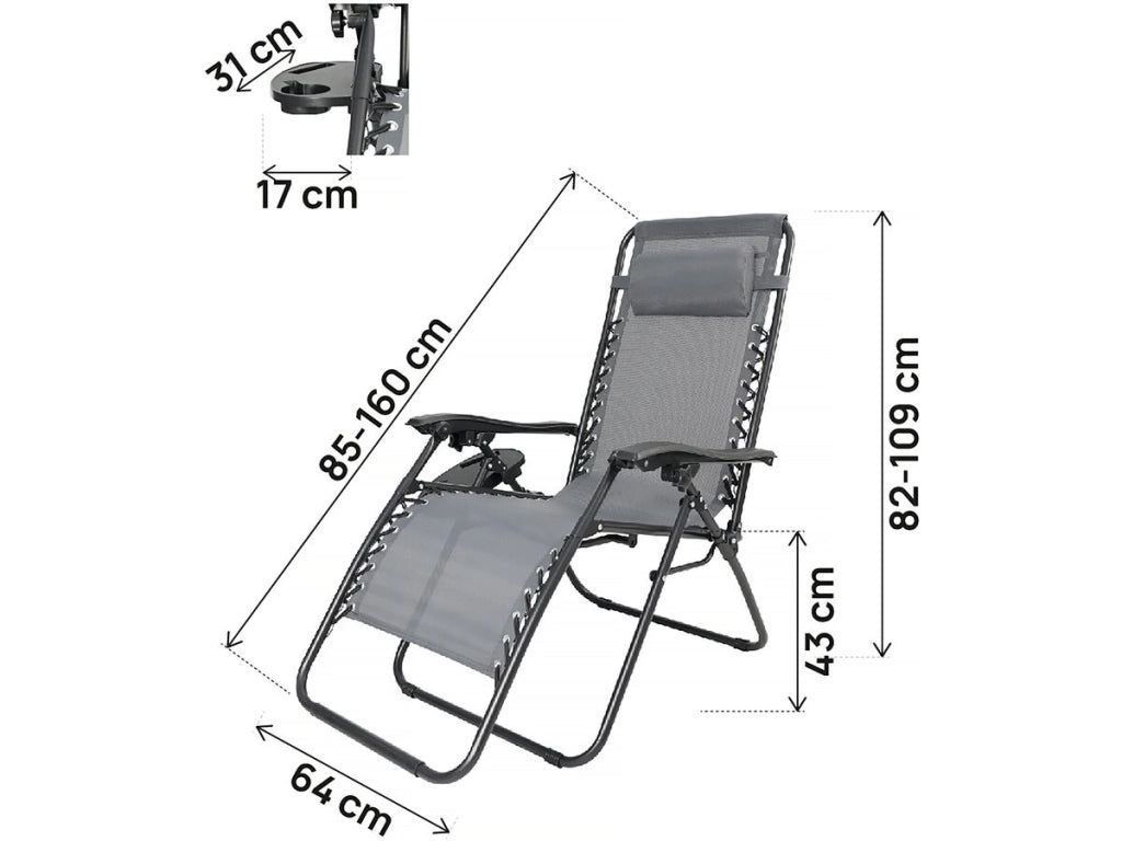Set di 2 sedie da giardino reclinabili a gravità zero "Sintra" - Grigio