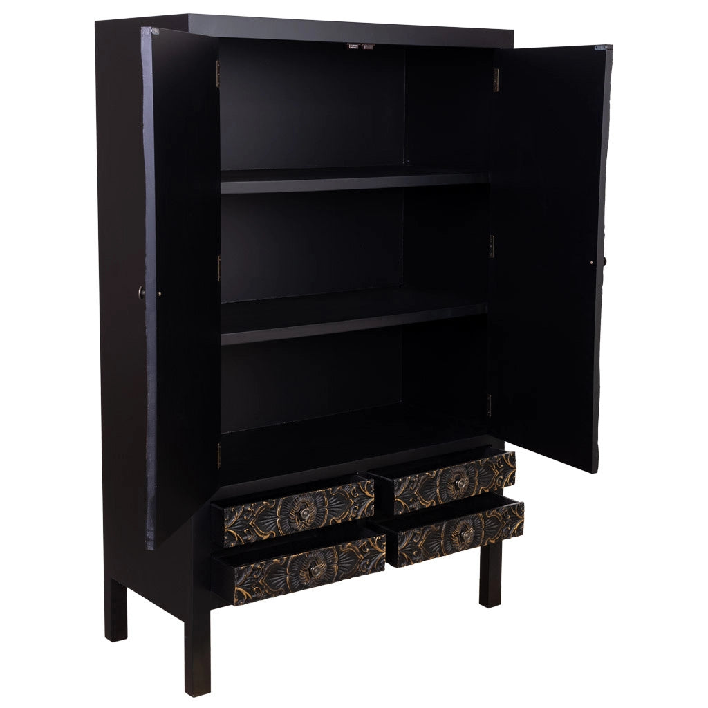 Armadio in legno con 4 cassetti e 2 porte 100x45x160