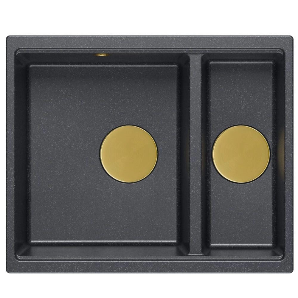 Lavello In Granito Logan 150 Black Metallic Tappo acciaio