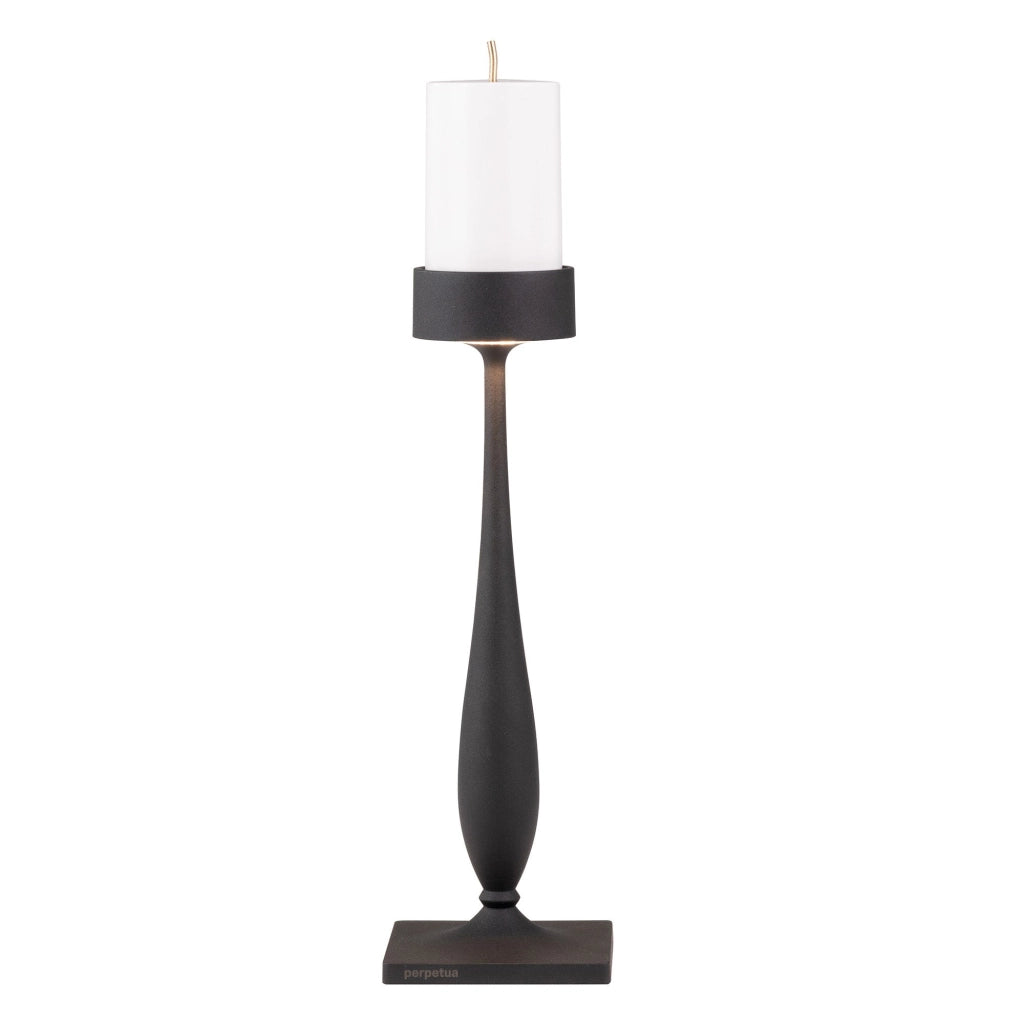 Perpetua Lampada da tavolo barocca senza fili in alluminio pressofuso, finitura nera, modulo LED con batteria sostituibile e dimmer touch integrato