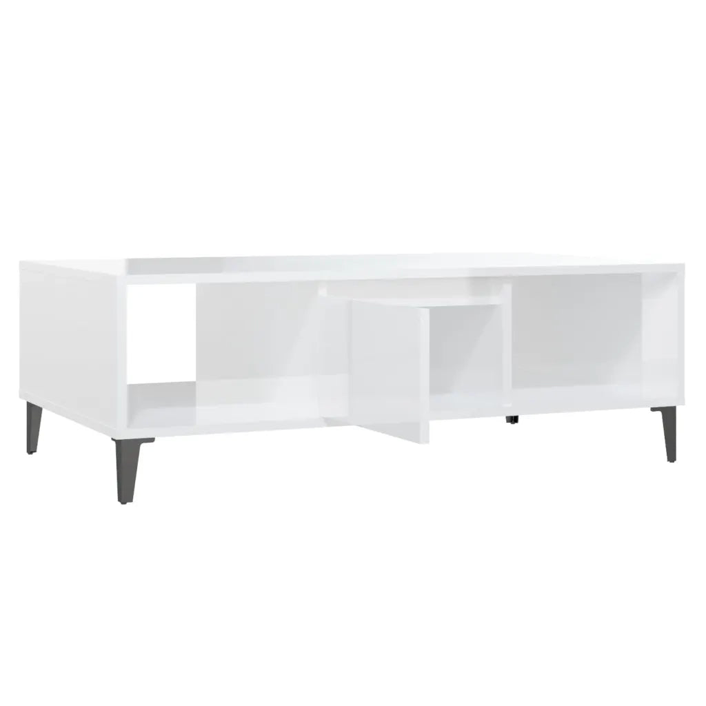 Tavolino salotto | Tavolino da caff¨¨ | Tavolino da Soggiorno Bianco Lucido 103,5x60x35 cm Legno Multistrato