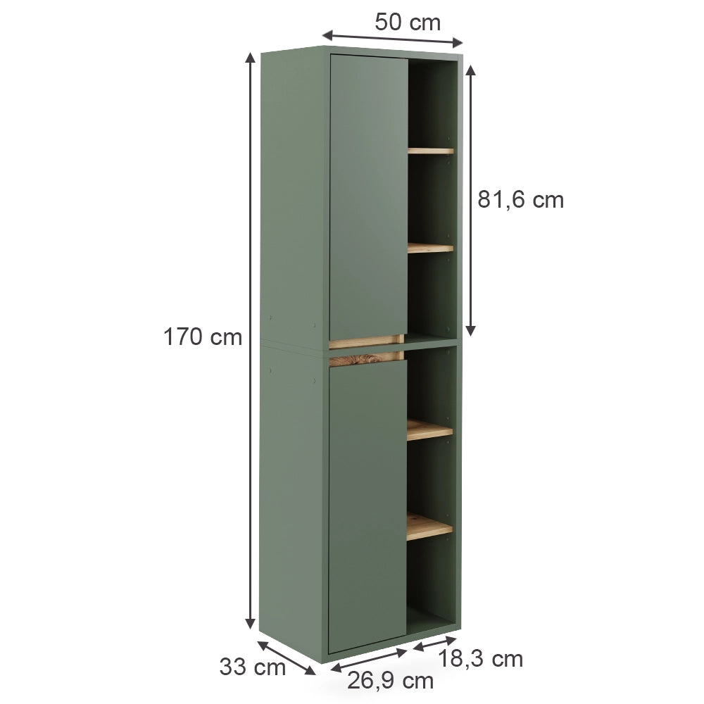 Vicco Mobiletto da bagno Verde/antracite 50 x 170 cm con ripiani aperti
