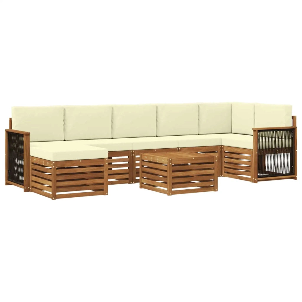 Set di divani da esterno con cuscino 7 pcs Naturale e Crema 3384651