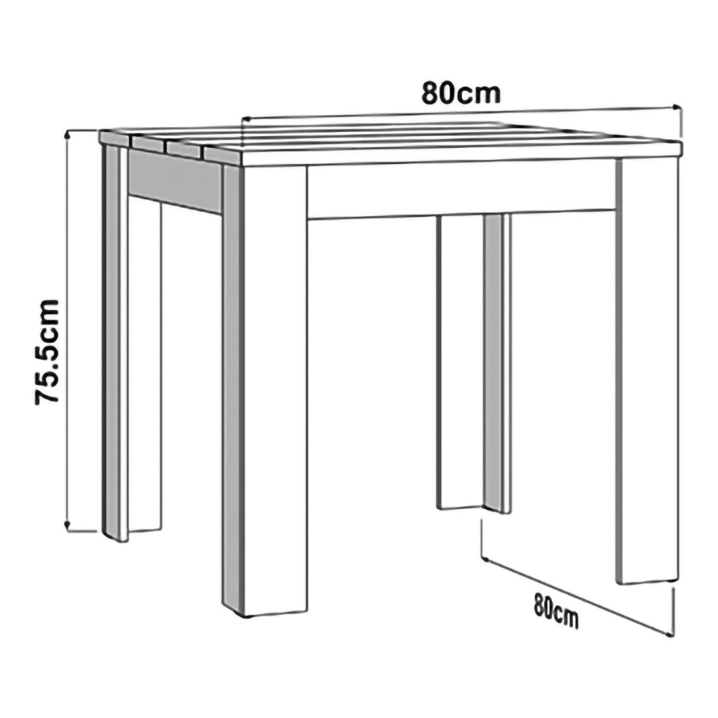 Trosa, Tavolo Fisso 6 Posti, 80x80x76h cm Marrone Rovere Nodi