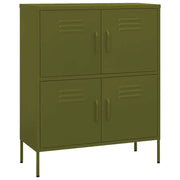 Mobile contenitore moderno con 2 ripiani regolabili 80 x 35 x 101 cm acciaio verde oliva 02_0046826