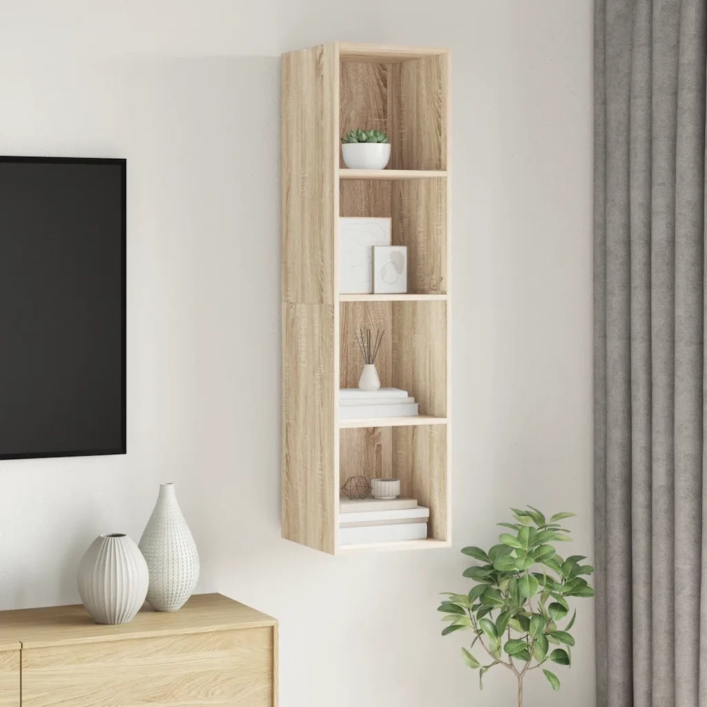 Mobile TV Parete-Credenza per TV sospesa-Console TV  Rovere Sonoma 37x37x142,5cm Legno Multistrato