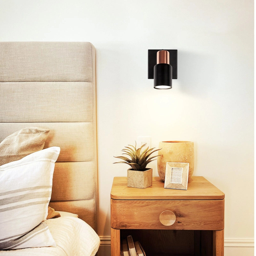 ZMH Faretto da soffitto Faretto da soffitto 1 lampadina GU10 nera orientabile 355°