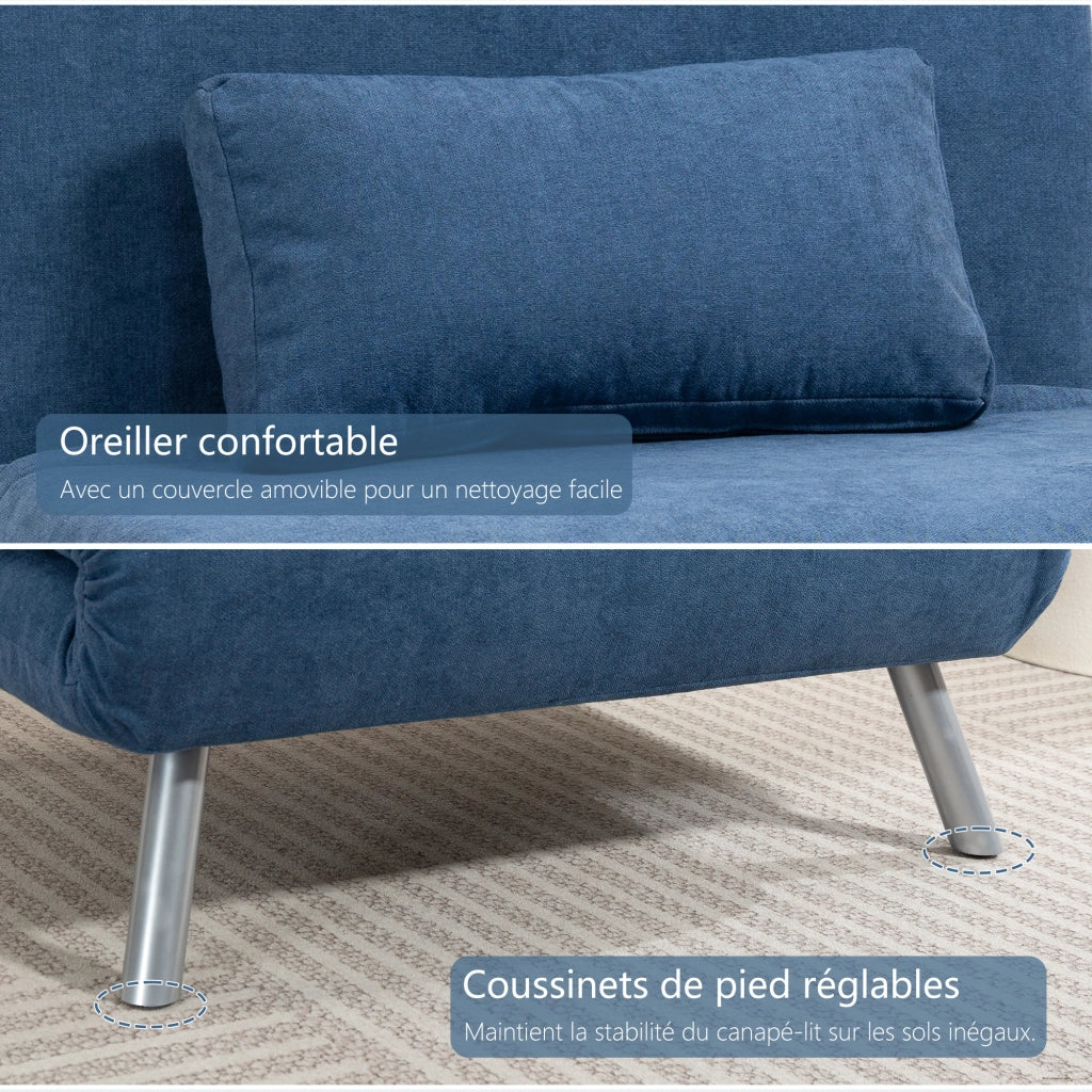 Poltrona letto ¨C zephmum ¨C blu, tessuto, 1 posto, con cuscino