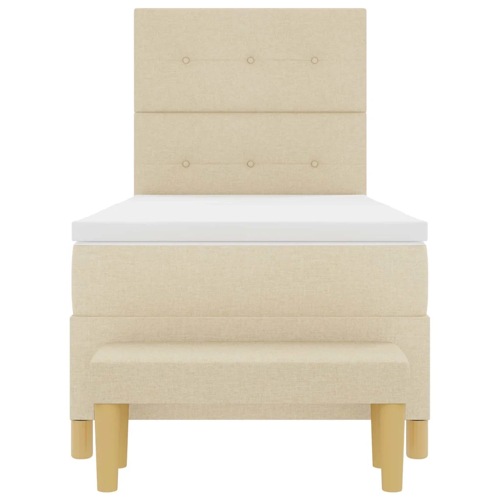vidaXL Letto a molle con materasso Crema 90 x 200 cm Tessuto