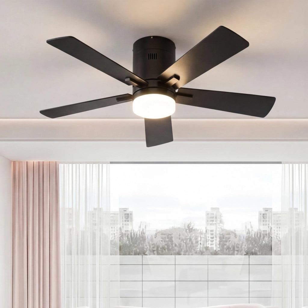 Ventilatore da soffitto nero DC 106;6 cm con luce LED 3000‑6500K; 6 velocità; telecomando; silenzioso per soggiorno camera da letto