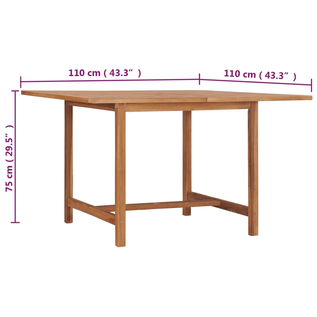 Tavolo Pranzo da Giardino | Tavolino da esterno ?110x110x75 cm Legno Massello di Teak