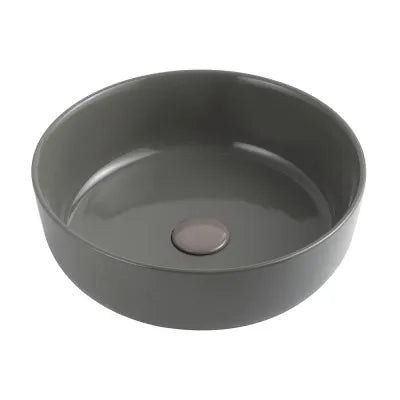 Lavabo da appoggio grigio cemento tondo 33 cm in ceramica  Zelos