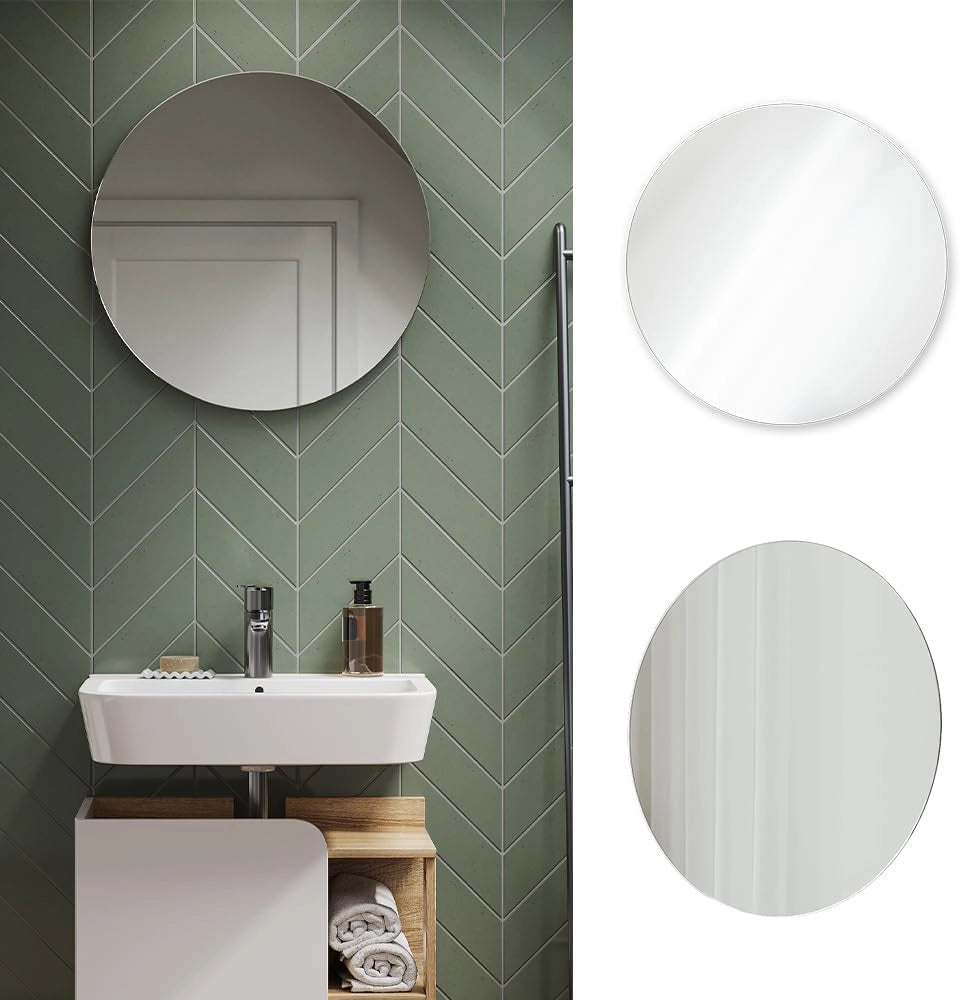 Specchio bagno Karen, Bianco, 60 x 60 cm Rotondo, adatto al montaggio a parete per ambienti umidi