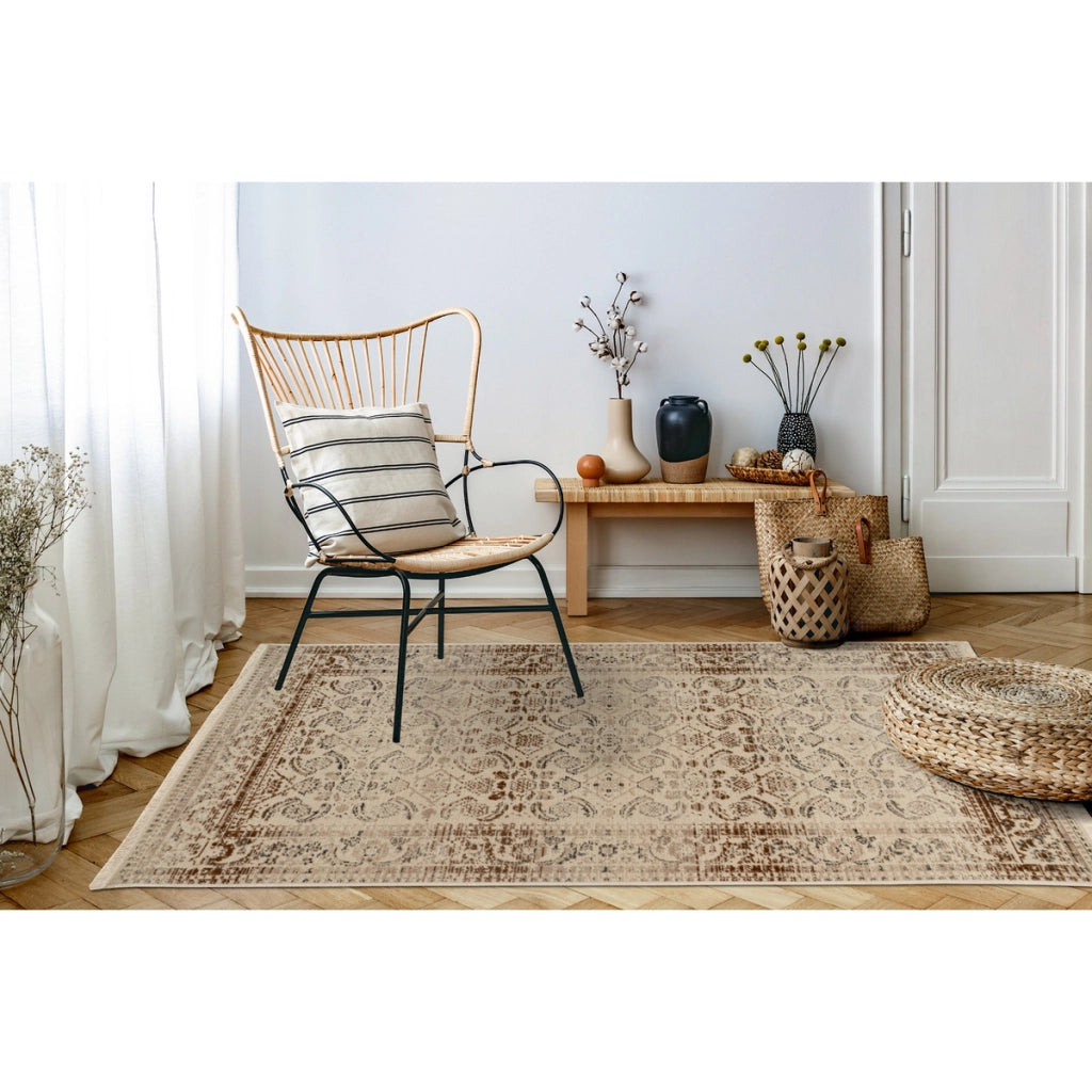 Tappeto Vintage Charin in Polypropylene Beige 160x230 cm