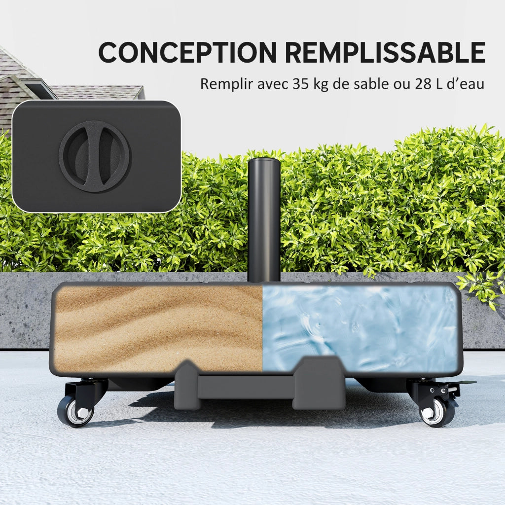 Socle Parasol con Ruote Riempibile ¨C zephmum ¨C 48x48x38.5 cm Nero