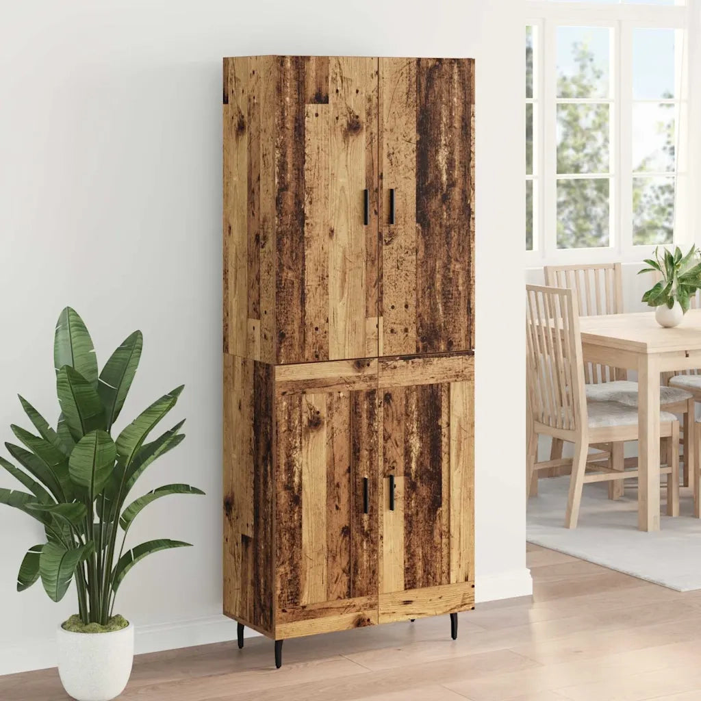 Credenza 2 pcs Legno vecchio Legno Stratificato e Vetro 3415690