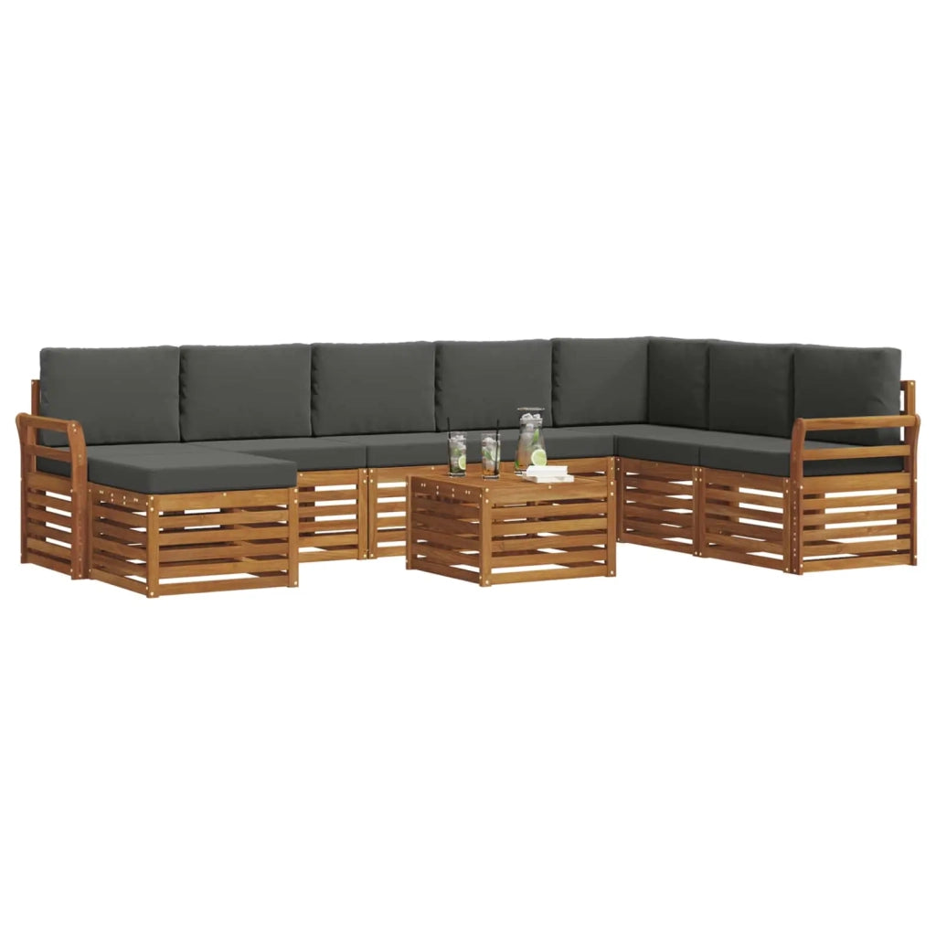 Set di divani da esterno con cuscino 9 pcs Naturale e Antracite