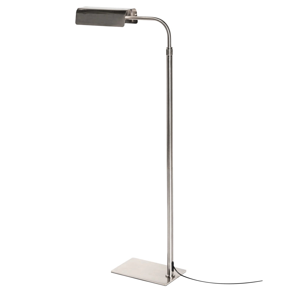 Lampada da terra con base in acciaio argentato, regolazione dell'altezza, stile moderno, interruttore on/off, stile glamour