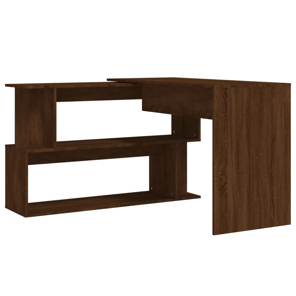 Scrivania | Tavolo da Ufficio Angolare Rovere Marrone 200x50x76cm Legno Multistrato