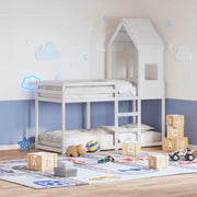 Letto a Castello senza Materasso Bianco 90x190cm Massello Pino