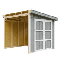 Casetta da giardino di qualità PREMIUM 5,9 mq - H231x248x294 cm - Senza pavimento e parete laterale - Timbela M938B-CAVERN STEEL