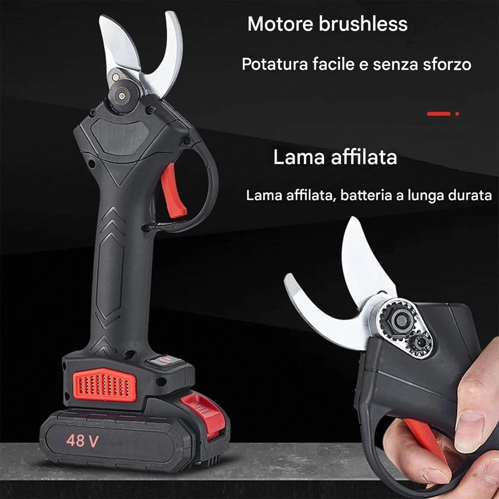 Forbici da Potatura Elettrica con Doppia Batteria Cesoie Trincia Rami Portatile