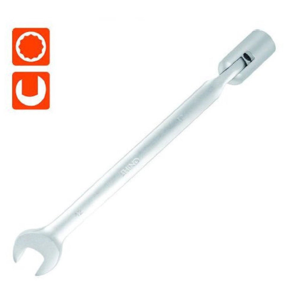 Trade Shop - Chiave Combinata 12mm Fissa E A Bussola Poligonale Con Snodo Cromo Vanadio 97560 -