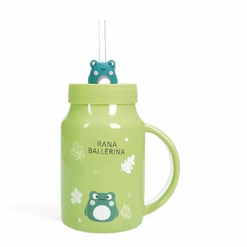 Mug Amico Mio Rana NEW BONE CHINA C/TAPPO E CANNUCCIA   SILICONE
