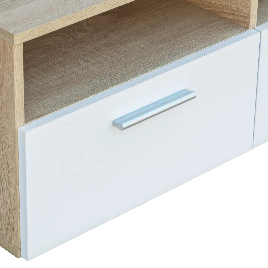 Mobile Porta TV in Truciolato 95x35x36 cm Rovere e Bianco  cod mxl 14957