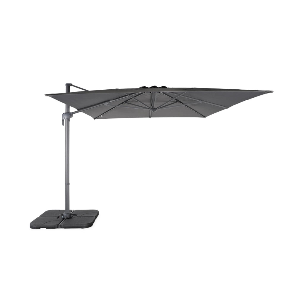Ombrellone rettangolare decentrato, 3x4m, grigio