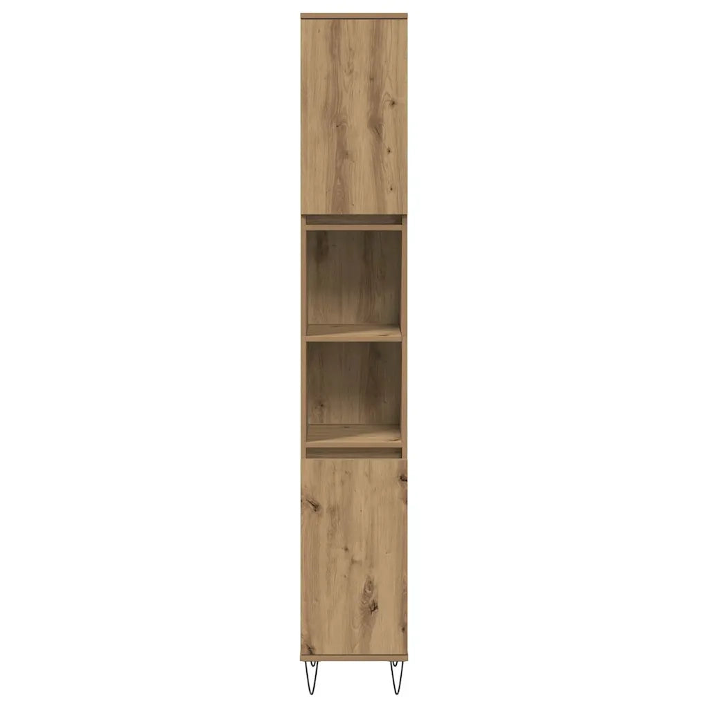 Mobiletto da bagno classico con vano contenitore 30 x 30 x 190 cm design industriale legno di rovere lavorato a mano 02_0051083