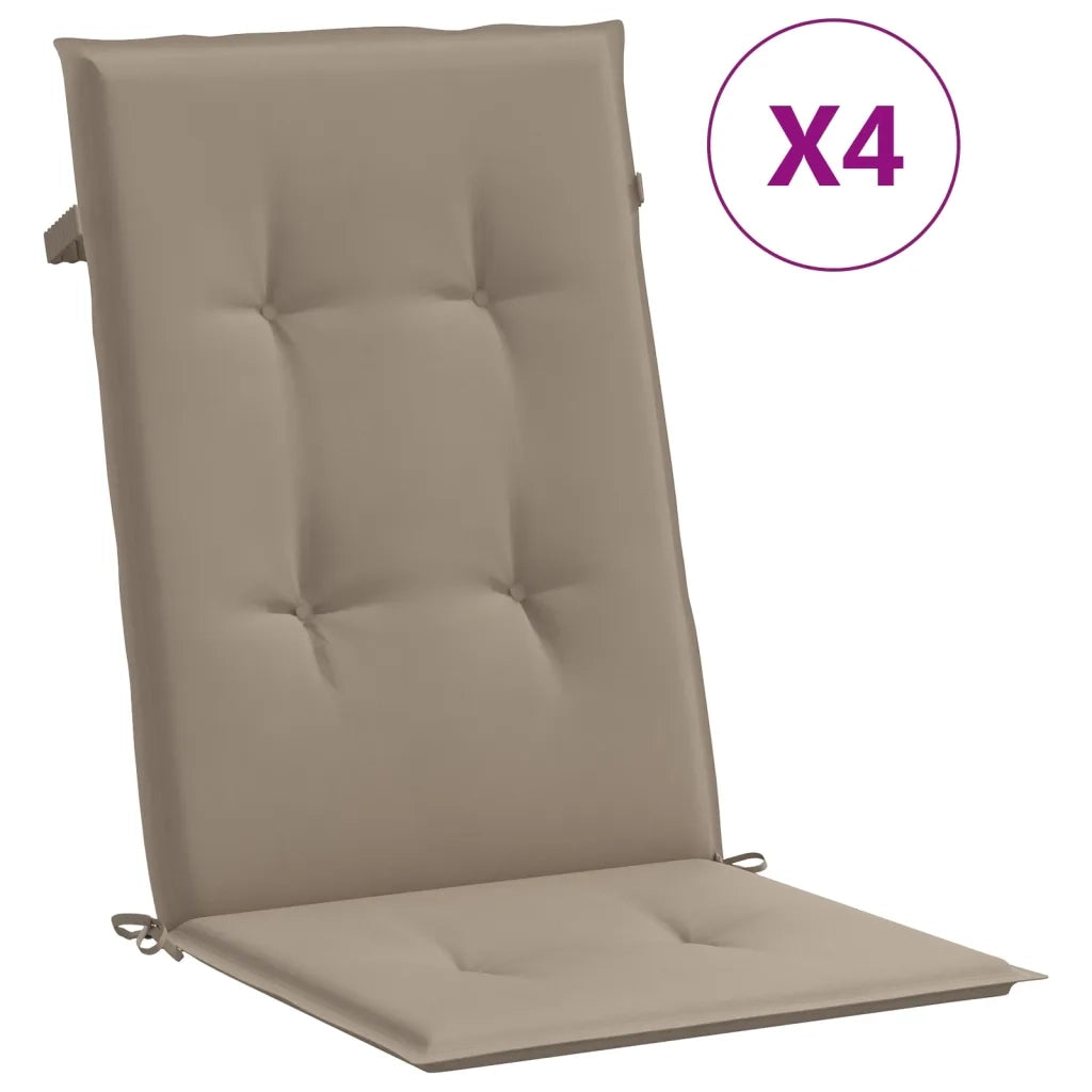 Cuscini per Sedie Alte 4 pz Tortora 120x50x3 cm in Tessuto 47541